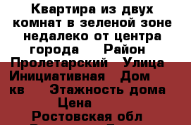 Квартира из двух комнат в зеленой зоне недалеко от центра города   › Район ­ Пролетарский › Улица ­ Инициативная › Дом ­ 4, кв 3 › Этажность дома ­ 1 › Цена ­ 15 000 - Ростовская обл., Ростов-на-Дону г. Недвижимость » Квартиры аренда   